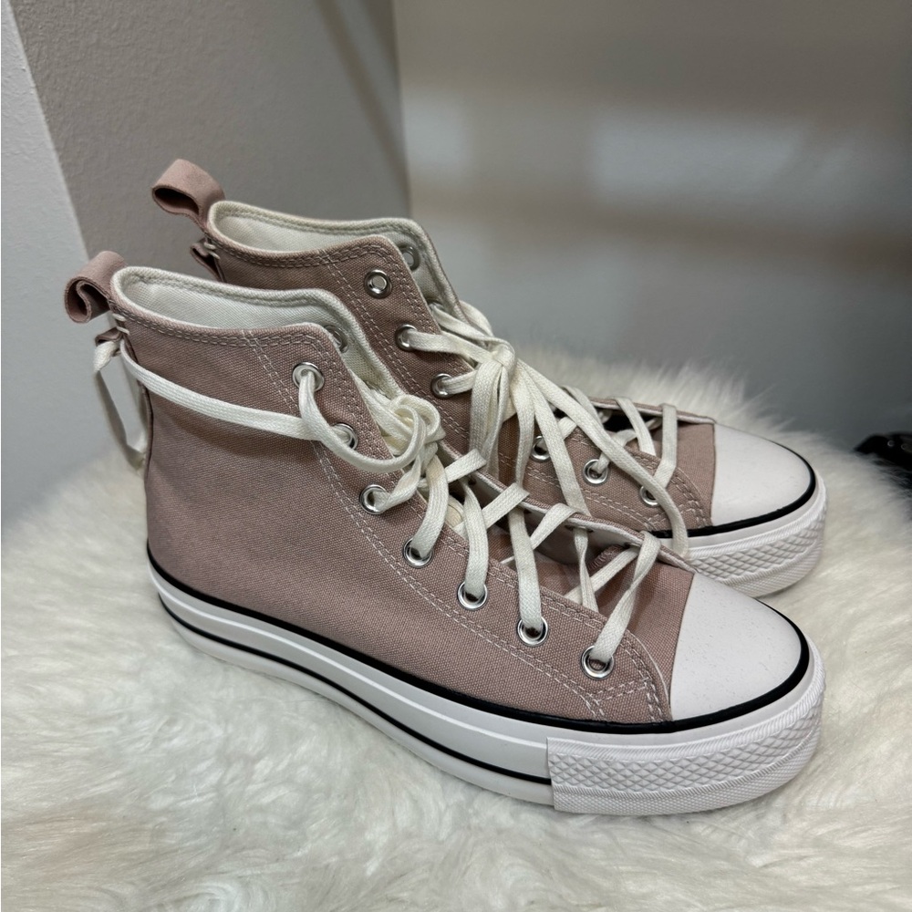 Converse High-Top Sneakers in Blush and White